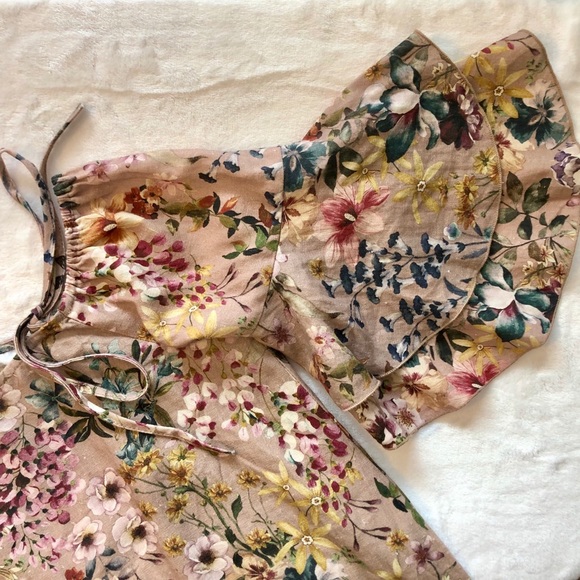 Zara Basics Floral Bell Sleeve Dress Small - Picture 2 of 4